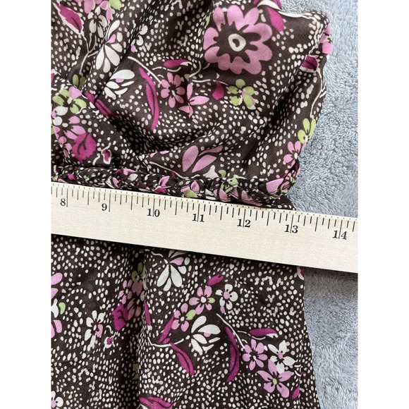Vintage‎ Womens Y2K Sheer Babydoll Top Size M Brown Pink Floral Fairy Whimsigoth - Picture 6 of 7